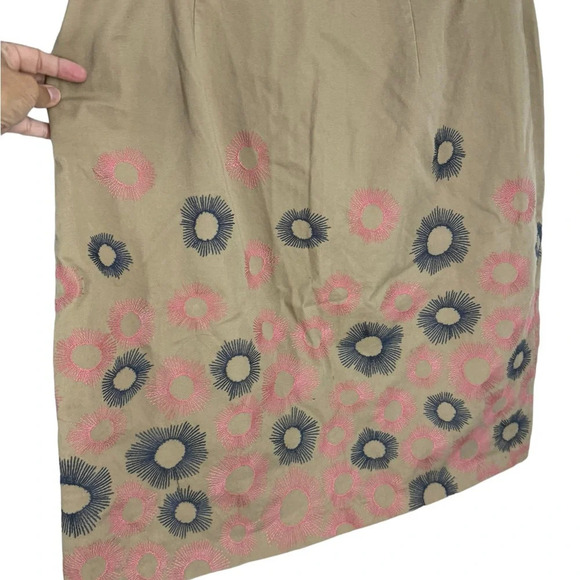 Boden embroidered a line skirt khaki with blue and pink burst US 10 - Picture 3 of 7
